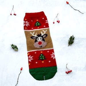 Rudolph Reindeer Plush Comfy Warm And Toasty Fuzzy Christmas Socks One Pair